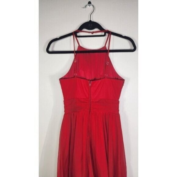 Speechless Red Rhinestone Sparkly Formal Mesh Halter Short Dress Size 3 - Picture 5 of 8